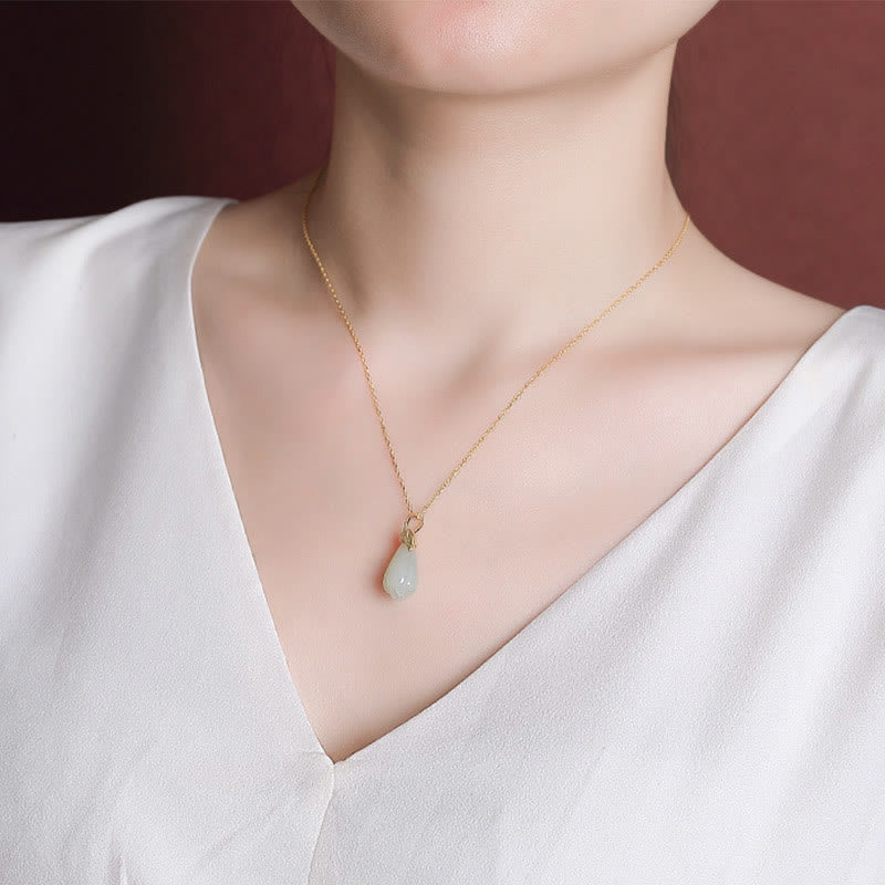 KarmaRipple's 925 Sterling Silver Plated Gold Authentic Hetian Jade Magnolia Flower Abundance Pendant Necklace p6