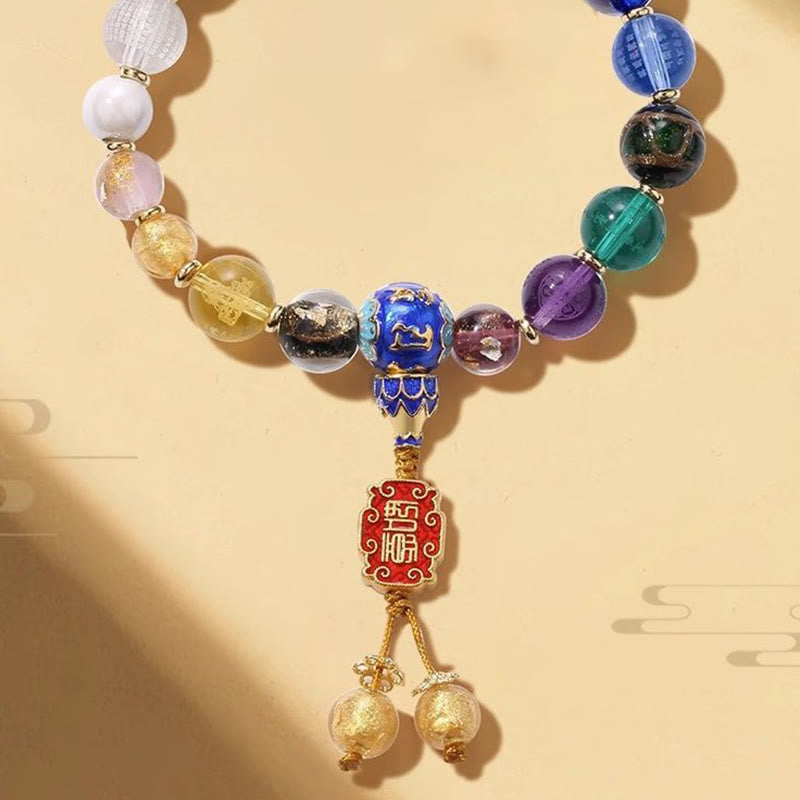 KarmaRipple's Tibetan Colorful Incense Ash Liuli Glass Bead Om Mani Padme Hum Dorje Vajra 18 Beadwork Wrist Mala p4