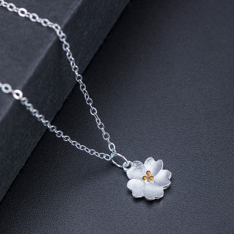 KarmaRipple's 925 Sterling Silver Cherry Blossom Flower Blessing Pendant Necklace p7