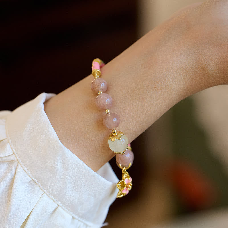 KarmaRipple's Authentic Sun Stone Golden Silk Jade Flower Talisman Wealth Bracelet Bangle p5