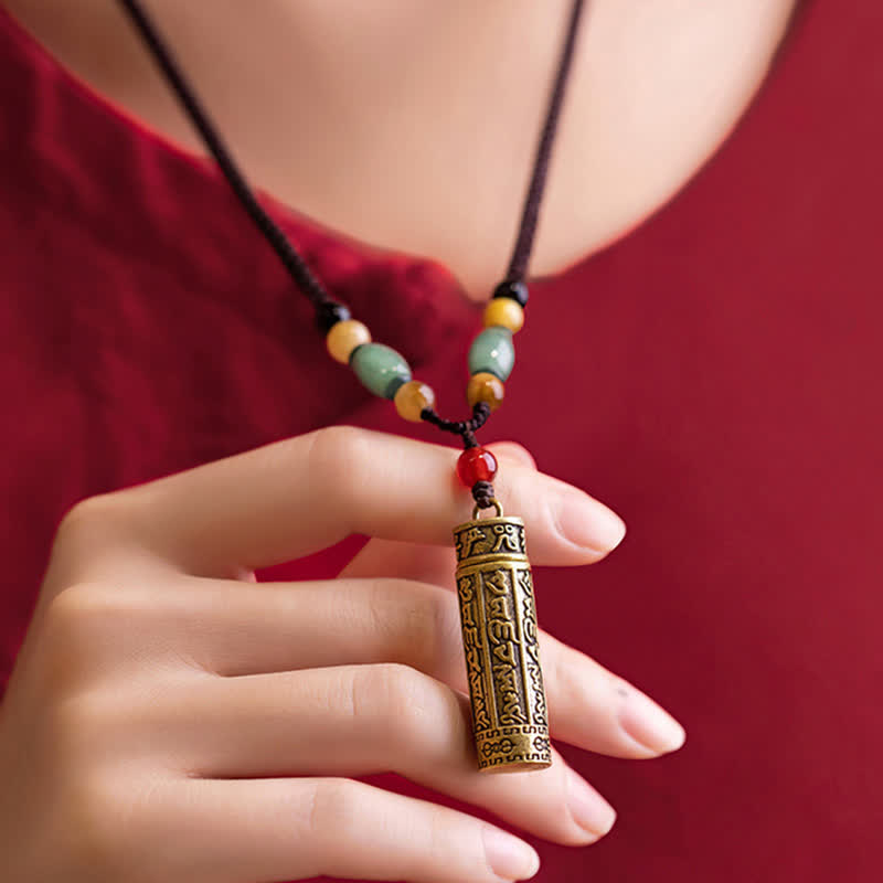 KarmaRipple's Buddhastoneshop Tibet Om Mani Padme Hum Agate Shurangama Sutra Protection Pendant Necklace p6