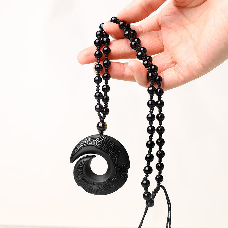 KarmaRipple's Authentic Black Obsidian Ice Obsidian Strength Pendant Necklace p7