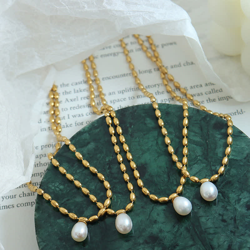 KarmaRipple's Pearl Bead Peace Pendant Necklace p1
