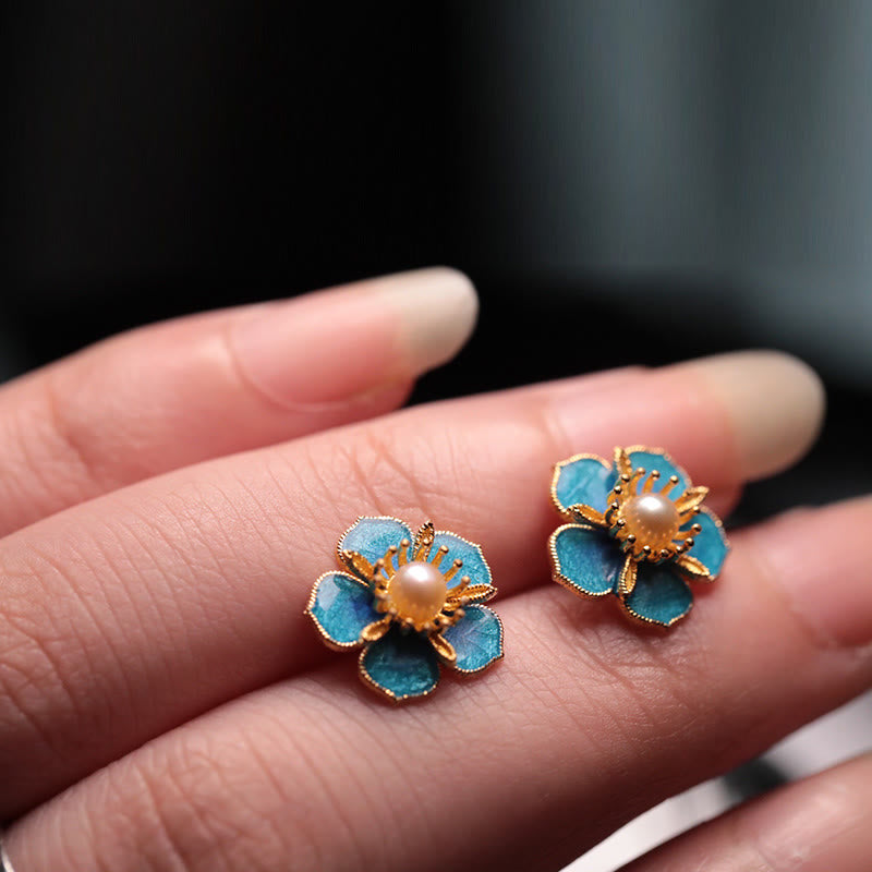 KarmaRipple's Peach Blossom Pearl Happiness Stud Earrings p7