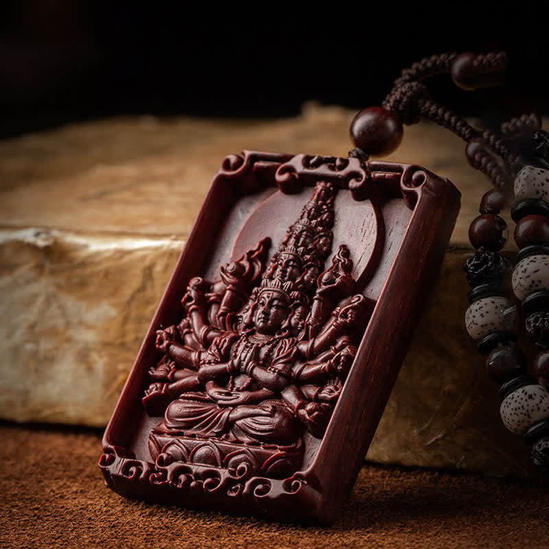 KarmaRipple's Chinese Zodiac Natal Buddha Small Leaf Red Sandalwood Protection Pendant Necklace p9