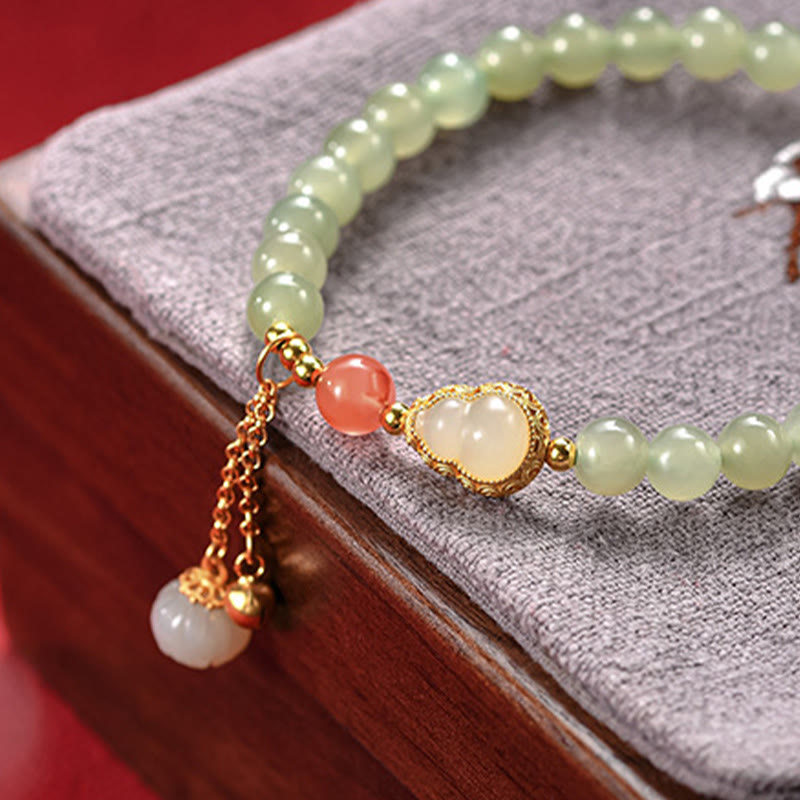 KarmaRipple's 925 Sterling Silver Hetian Jade Gourd Lotus Abundance Fortune Bracelet p10