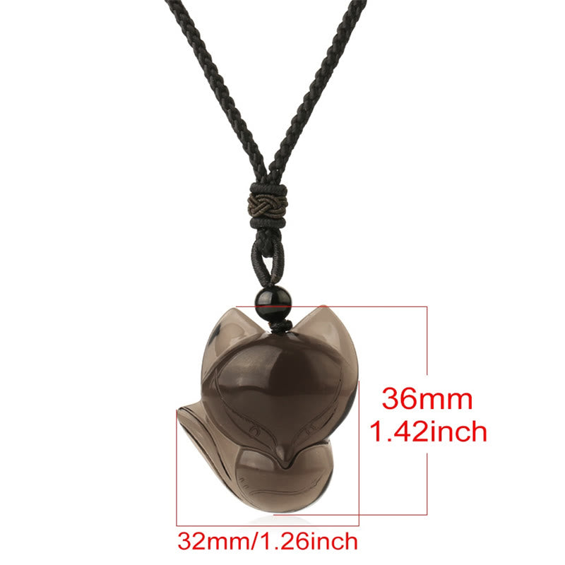 KarmaRipple's Authentic Black Obsidian Tiger Eye Ice Obsidian Fox Necklace Amulet Pendant p16