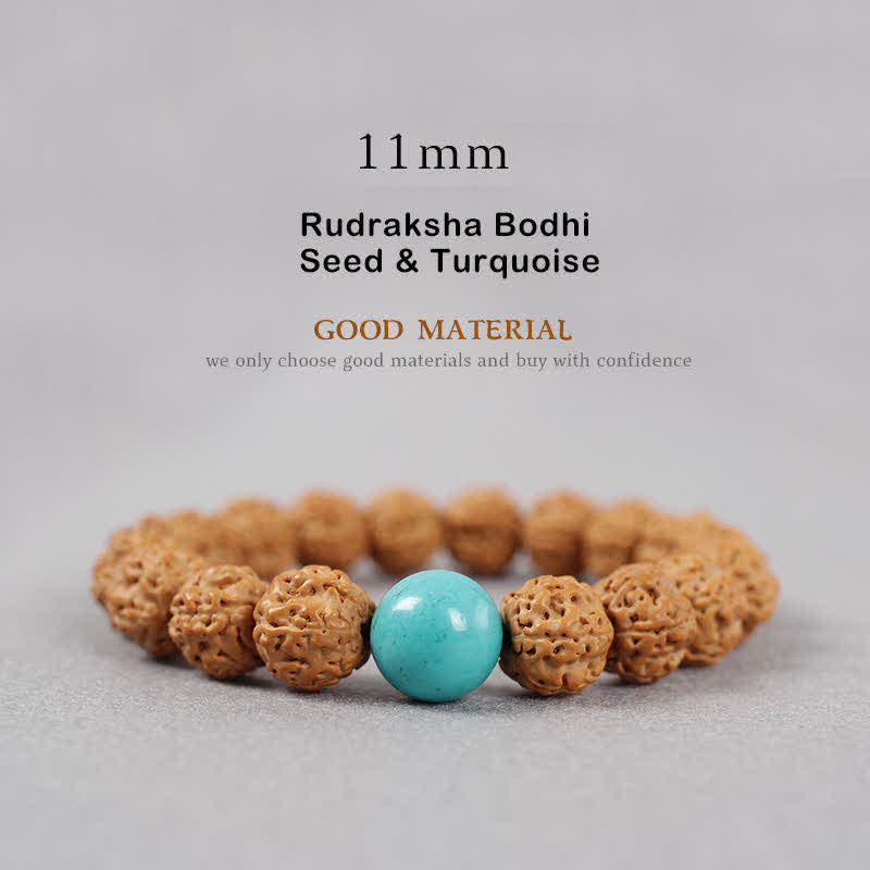 KarmaRipple's Tibet Rudraksha Bodhi Seed Dzi Bead Amber Turquoise Wealth Bracelet p15
