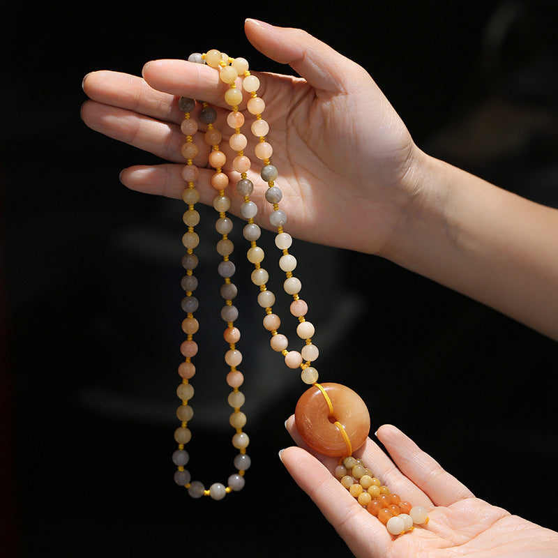 KarmaRipple's Tibetan Golden Silk Jade Wealth Necklace Pendant p10