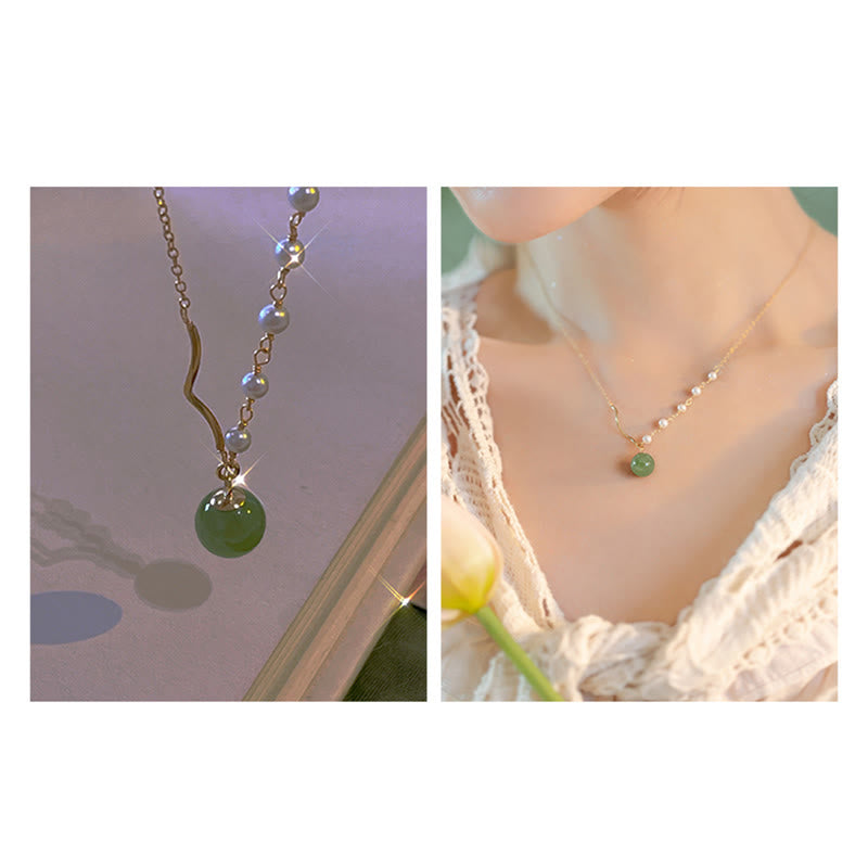 KarmaRipple's KarmaRipple's atural Hetian Jade Pearl Fortune Bead Pendant Necklace p14