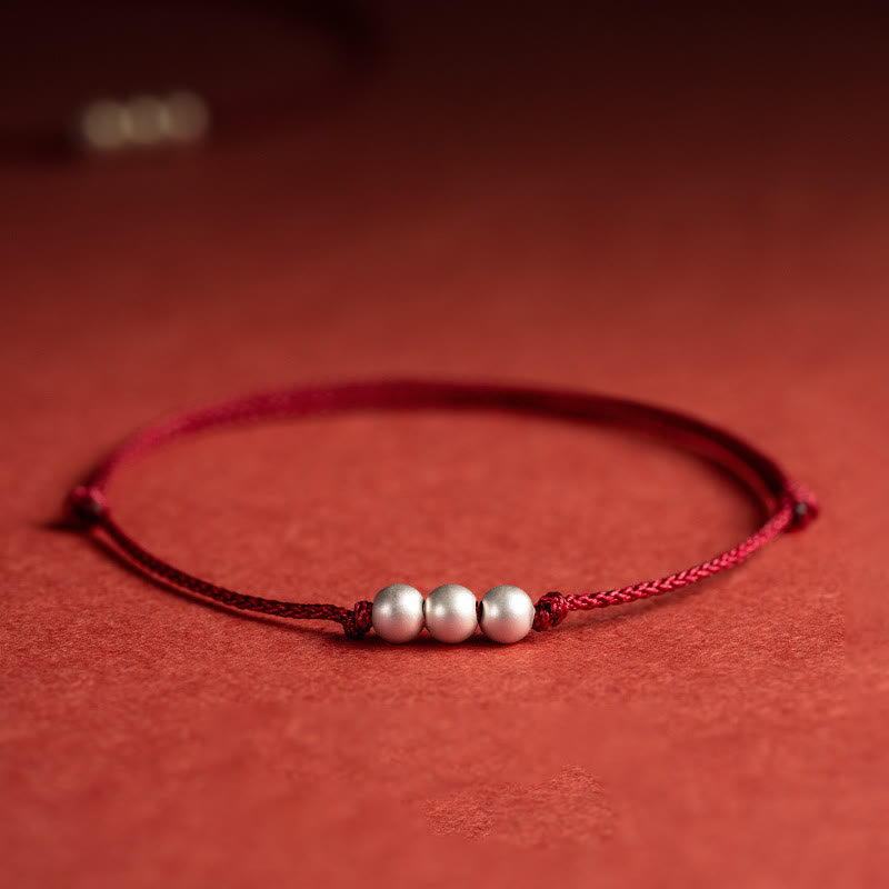 KarmaRipple's 925 Sterling Silver Three Beadwork Protection String Bracelet Anklet p18