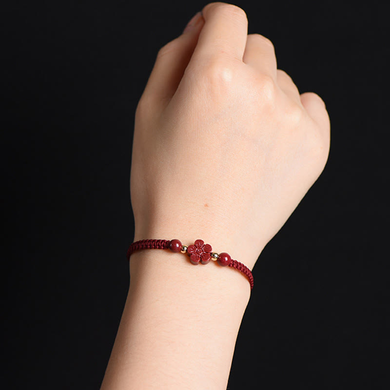 KarmaRipple's Four Leaf Clover Five-petal Flower Cinnabar Blessing Red String Bracelet p16