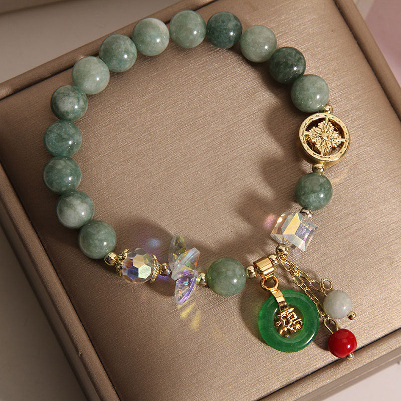 KarmaRipple's Strawberry Quartz Jade Fu Character Talisman Balancing Bracelet p7