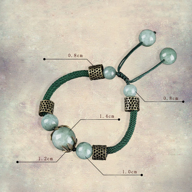 KarmaRipple's Handmade Green Rope Fortune Jade Bead Prosperity Bracelet p9