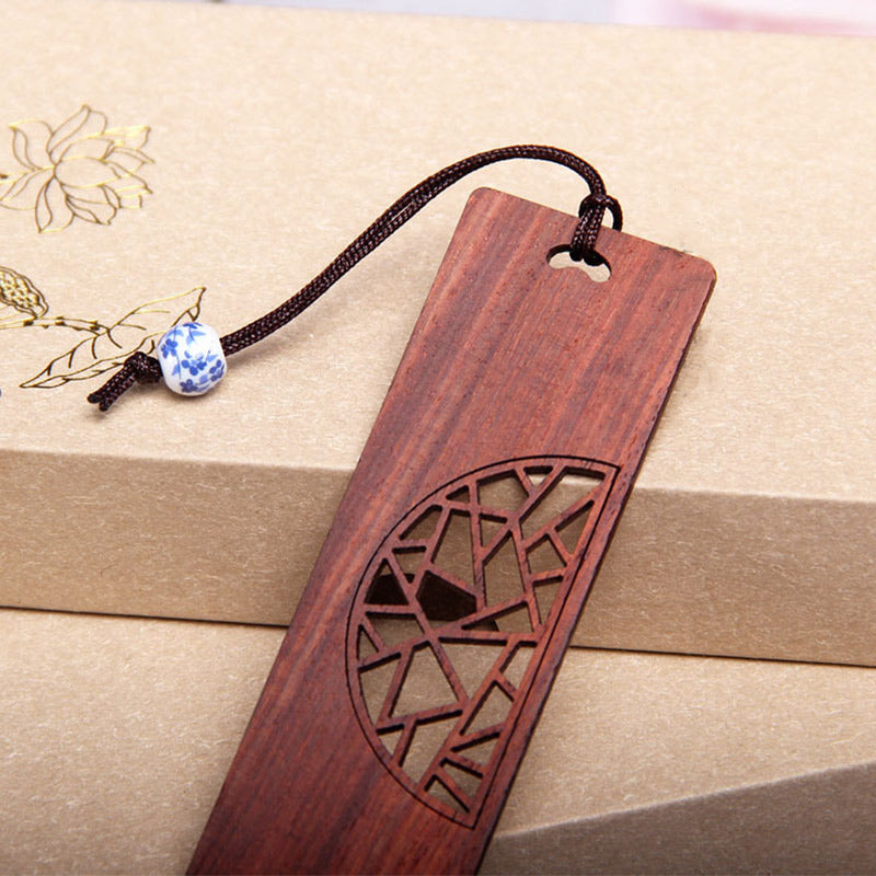 KarmaRipple's The Tree of Life Ebony Wood Small Leaf Red Sandalwood Bookmarks With Gift Box ( p6
