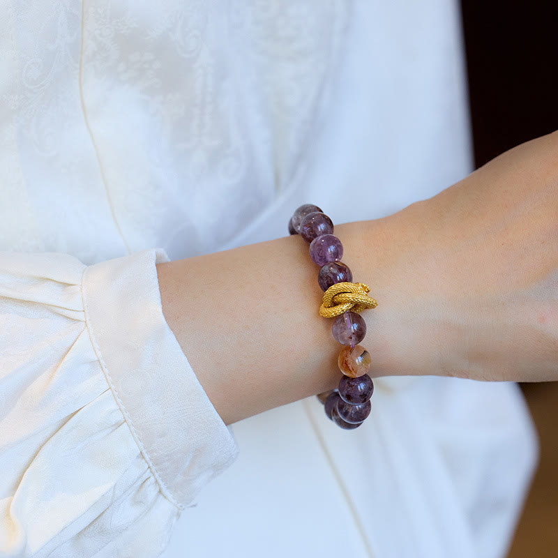 KarmaRipple's Purple Phantom Bronze Gold-plated Dragon Wisdom Bracelet p10