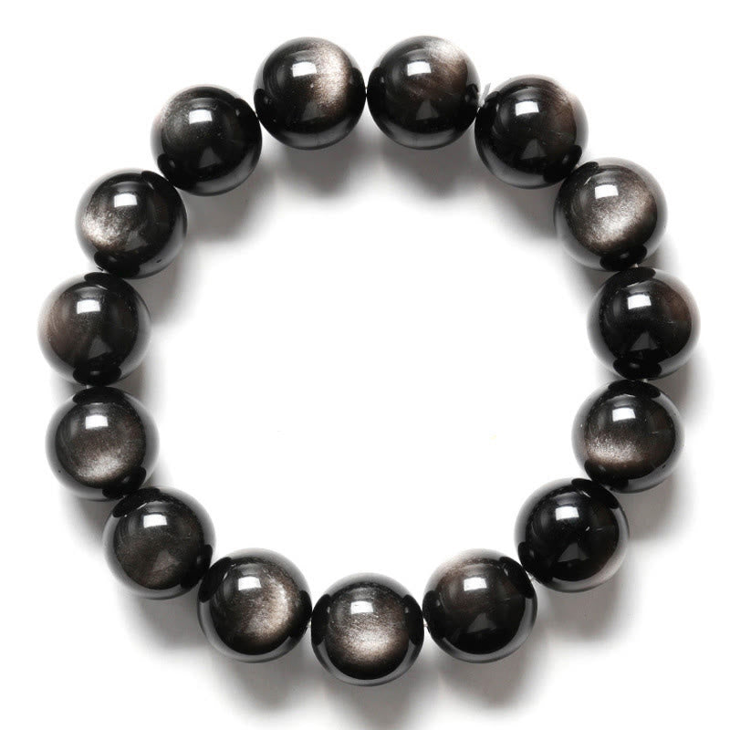 KarmaRipple's Authentic Silver Sheen Obsidian Soothing Protection Bracelet p25