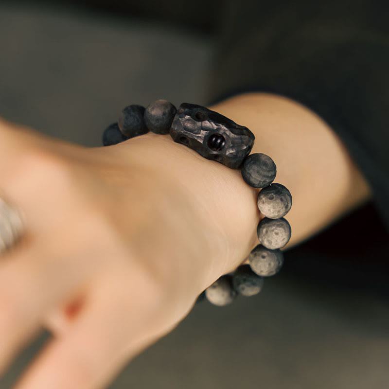 KarmaRipple's Silver Sheen Obsidian Ebony Wood Soothing Bracelet p4