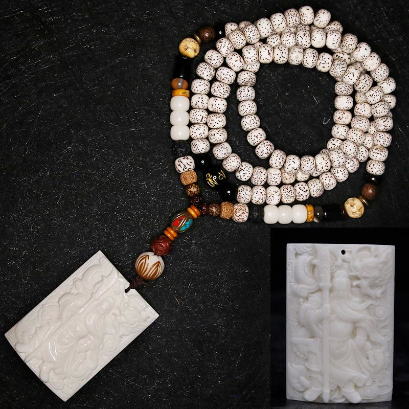 KarmaRipple's 108 Mala Beadwork Bodhi Seed Yak Bone Avalokitesvara Fortunate Pixiu Guan Gong Buddha Demon Peace Tassel Bracelet p3