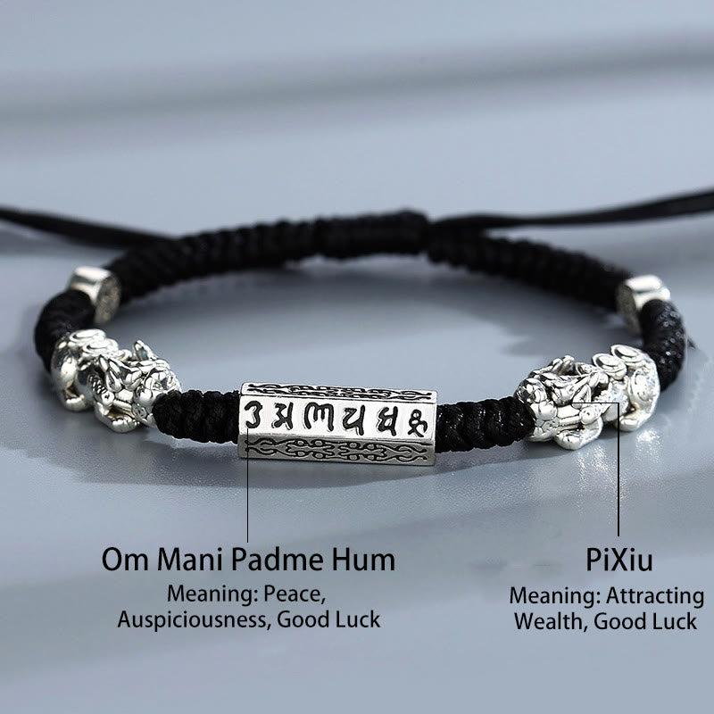 KarmaRipple's Double PiXiu Feng Shui Bronze Coin Om Mani Padme Hum String Bracelet p4