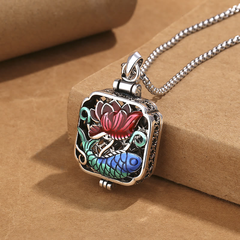 KarmaRipple's Koi Fish Lotus Bronze Coins Fortune Ghau Prayer Box Pendant Necklace p10