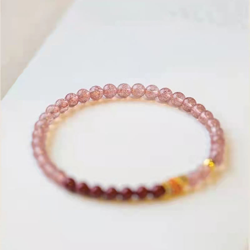 KarmaRipple's Authentic Strawberry Quartz Cinnabar Fortunate Koi Fish Balancing Bracelet p21