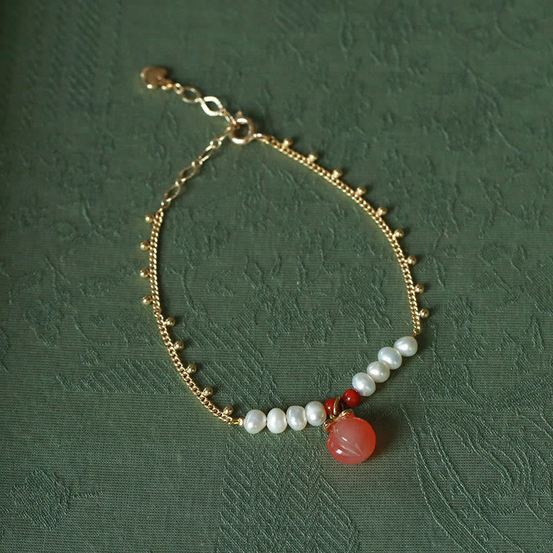 KarmaRipple's Gold-plated Bronze Authentic Yanyuan Agate Pearl Positive Pendant Necklace Bracelet Earrings Set p3