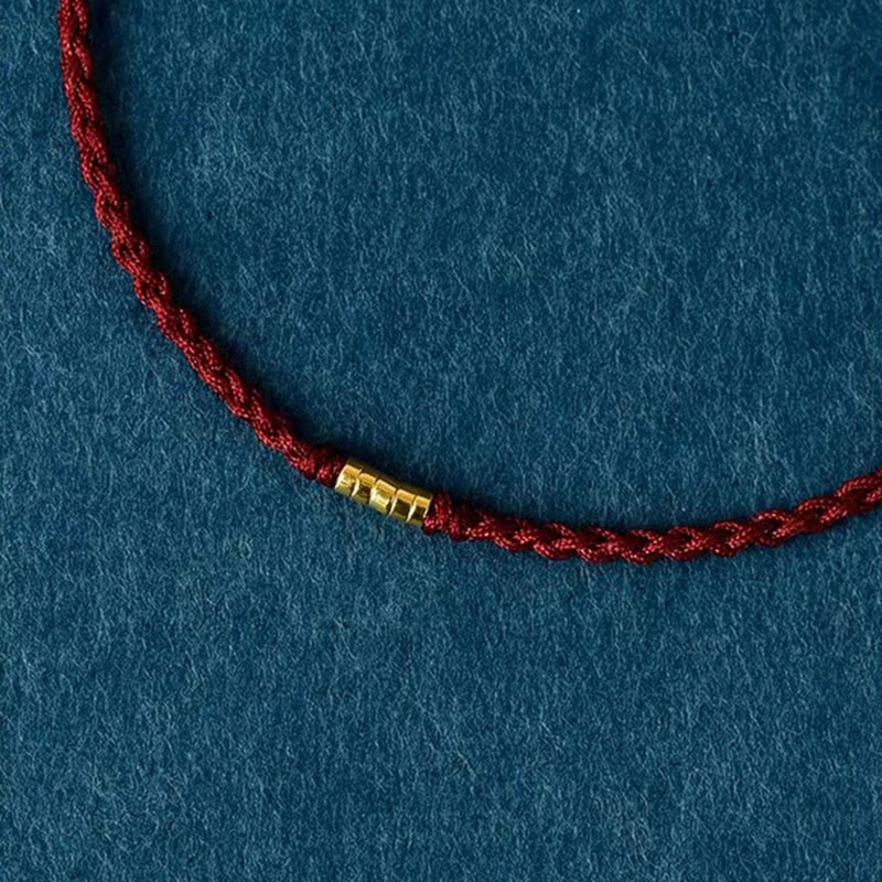 KarmaRipple's 925 Sterling Silver Fortunate Golden Bead Woven String Bracelet Anklet p9