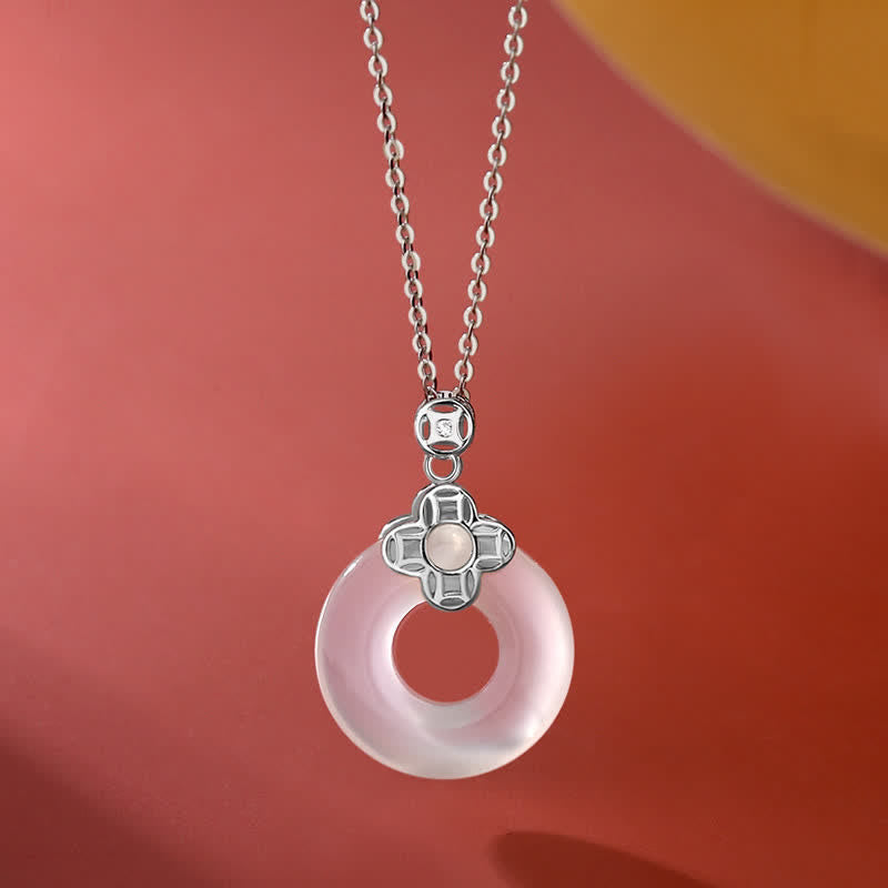 KarmaRipple's 925 Sterling Silver Chalcedony Coin Peace Buckle Positive Pendant Necklace p12