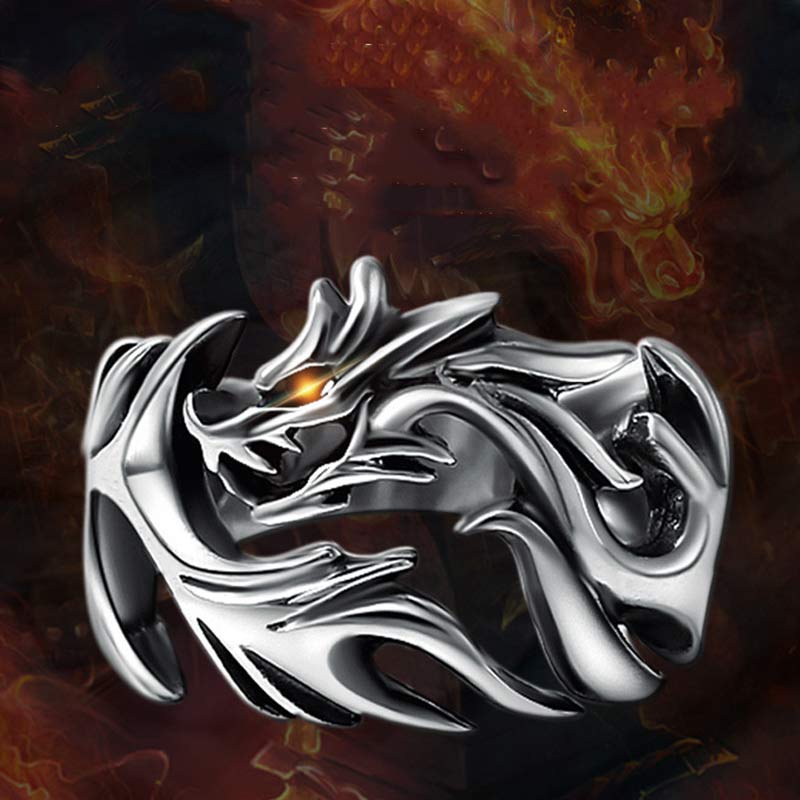 KarmaRipple's Dragon Pattern Protection Strength Adjustable Ring p1