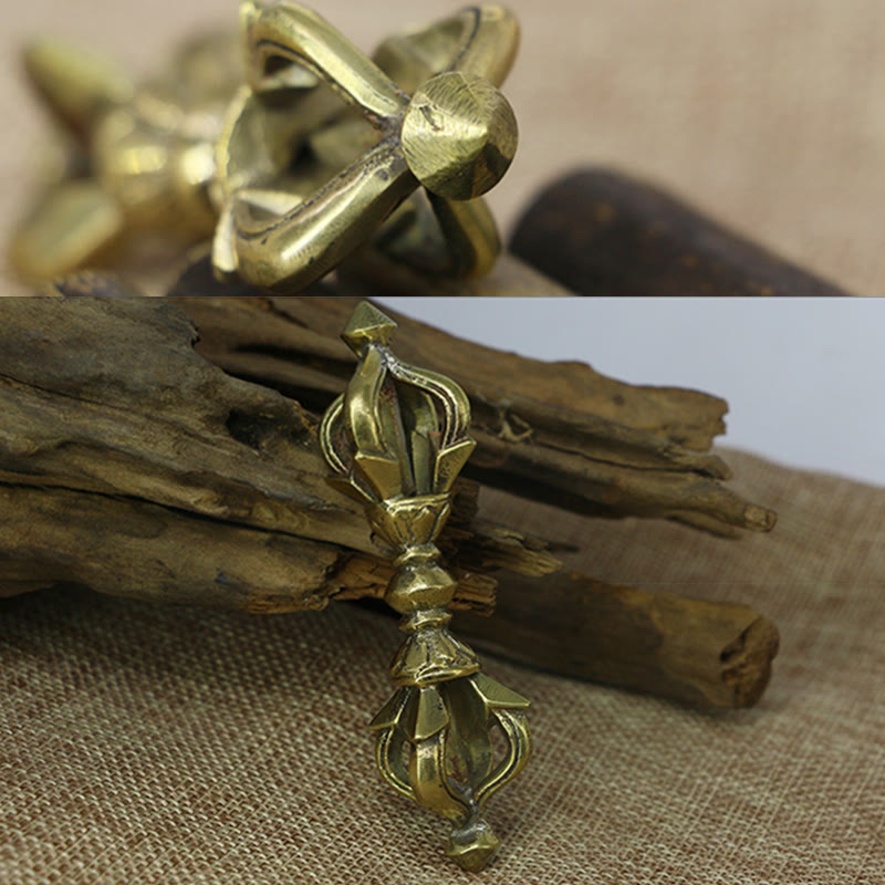 KarmaRipple's Handcrafted Nepal Small Five Prong Vajra Dorje Strength Bronze Decoration p6