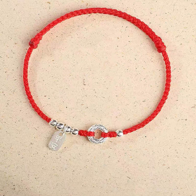 KarmaRipple's 925 Sterling Silver Auspicious Clouds Peace Buckle Safe And Sound Bracelet Anklet ( p3