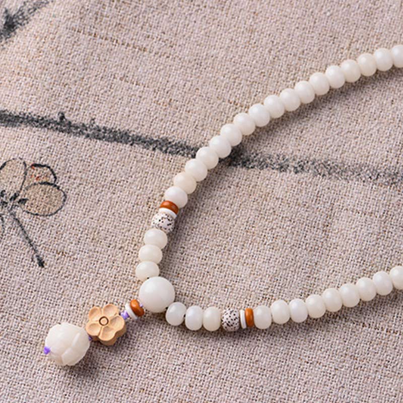 KarmaRipple's Tibetan Ivory Jade Bodhi Lotus Blessing Bracelet p15