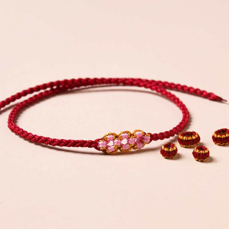 KarmaRipple's Handmade Peach Blossom Protection Woven Rope Bracelet p10