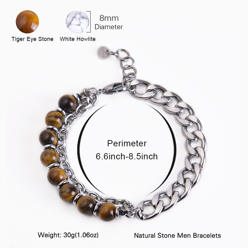 KarmaRipple's Tiger Eye Picasso Jasper Frosted Stone Strength Bracelet p10