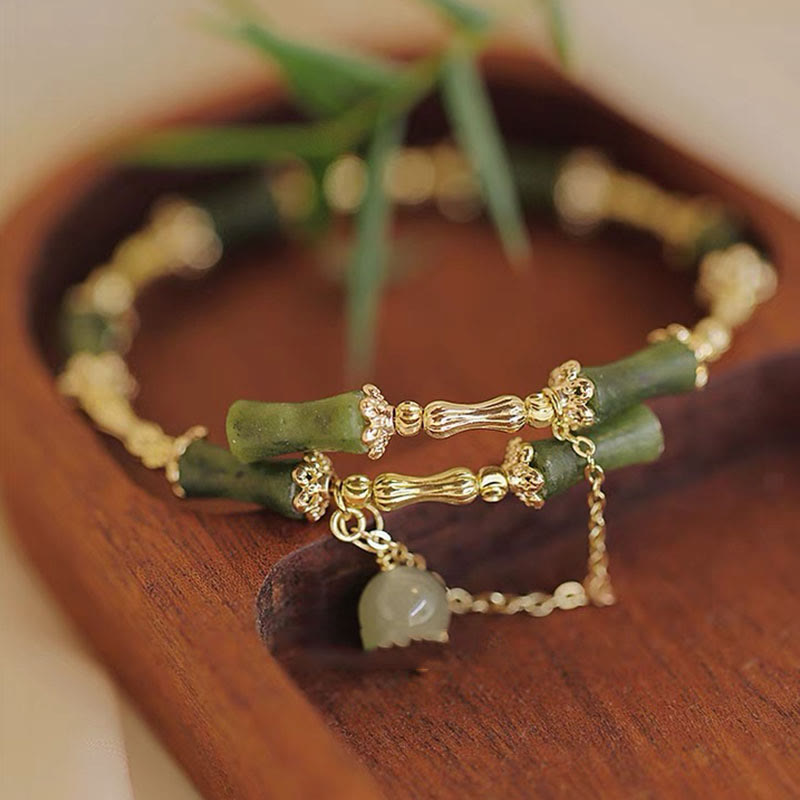 KarmaRipple's Bamboo Jade Pattern Fortune Bracelet Bangle p2