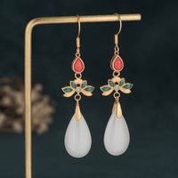 KarmaRipple's FengShui Ivory Jade Fortune Drop Earrings