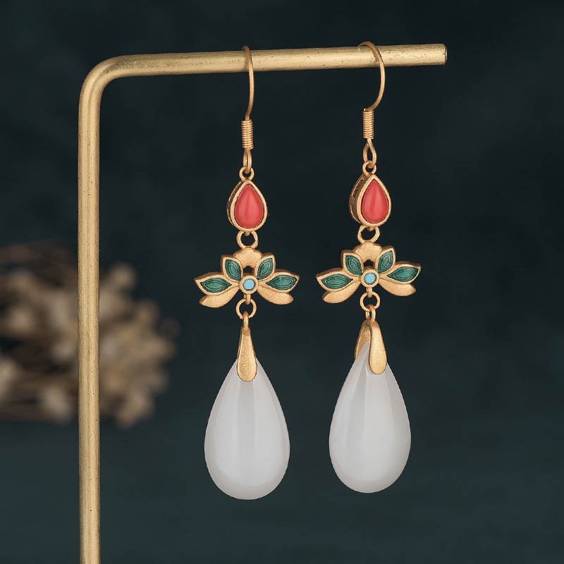KarmaRipple's FengShui Ivory Jade Fortune Drop Earrings p22
