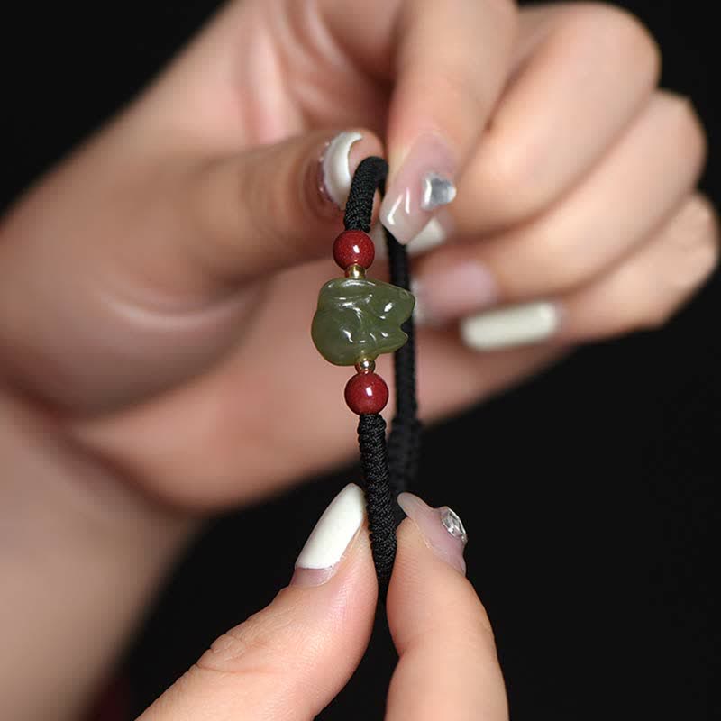 KarmaRipple's Year of the Rabbit Hetian Jade Bunny Cinnabar Beaded Abundance String Bracelet p11