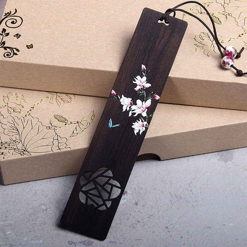 KarmaRipple's Butterfly Flower Ebony Wood Bookmarks With Gift Box p17