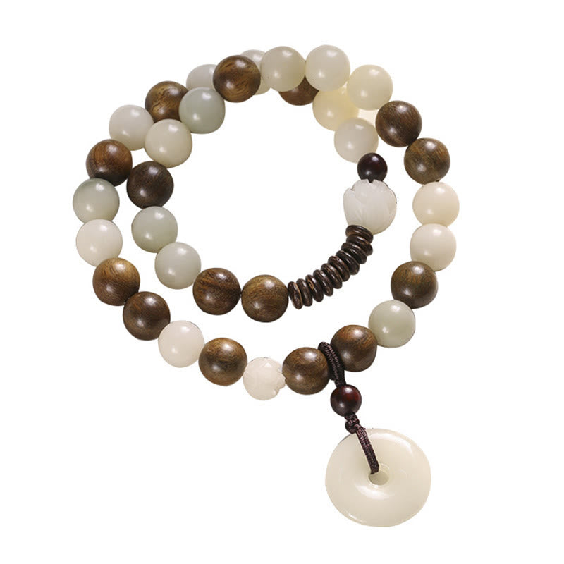 KarmaRipple's Bodhi Seed Green Sandalwood Lotus Peace Buckle Balance Double Wrap Bracelet p11