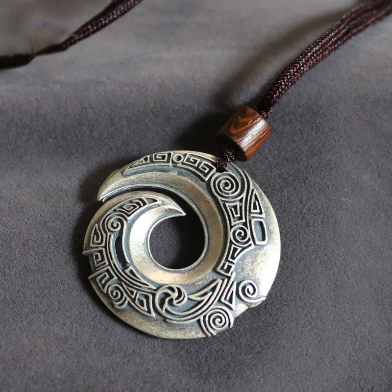 KarmaRipple's One's Fortune Improves Design Pattern Bronze Fortune Pendant Necklace p3
