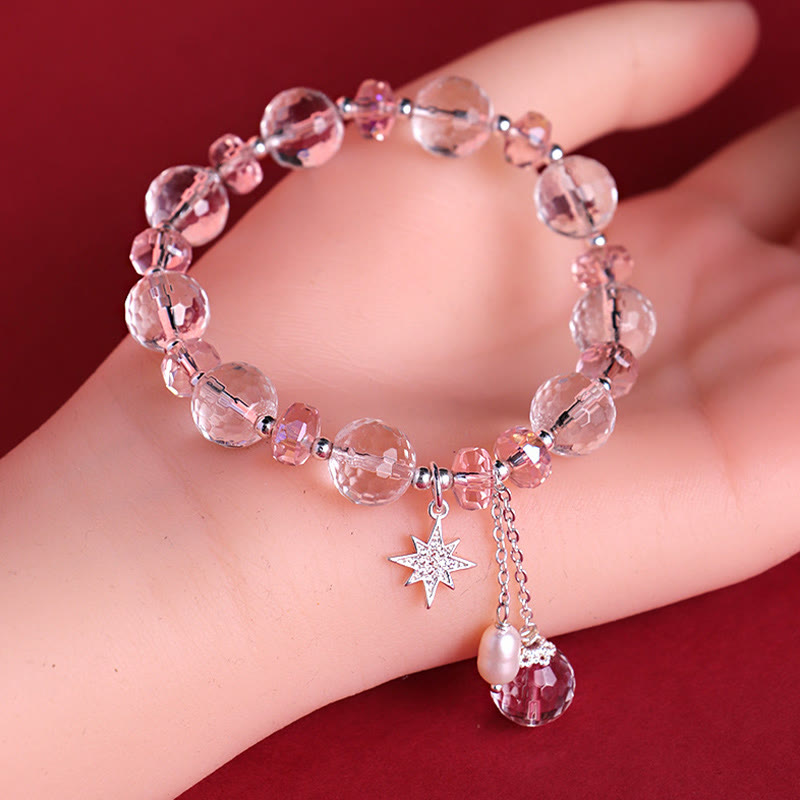 KarmaRipple's Ivory Gemstone Pink Gemstone Protection Star Talisman Bracelet p11