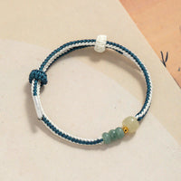 KarmaRipple's 925 Sterling Silver Hetian Jade Bead Abundance Woven Rope Bracelet