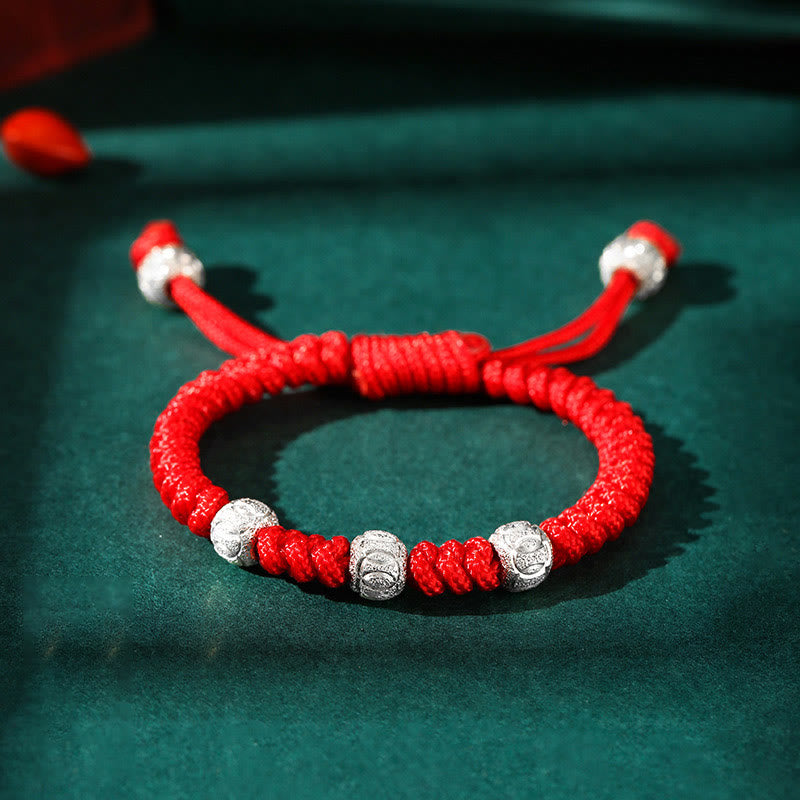 KarmaRipple's 925 Sterling Silver King Kong Weave Multicolored Red String Strength Handmade Woven Kids Child Bracelet p2
