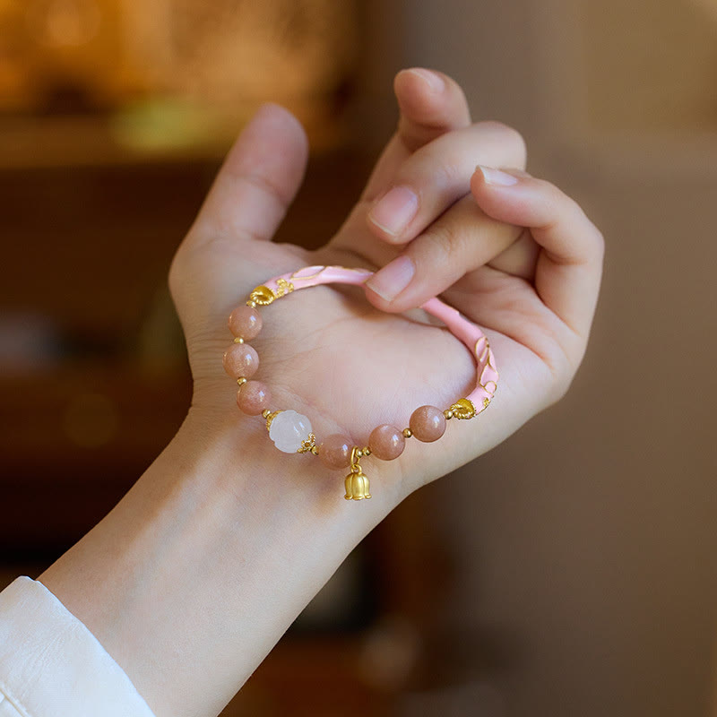KarmaRipple's Sun Stone Golden Silk Jade Lily of the Valley Talisman Positive Bracelet Bangle p5