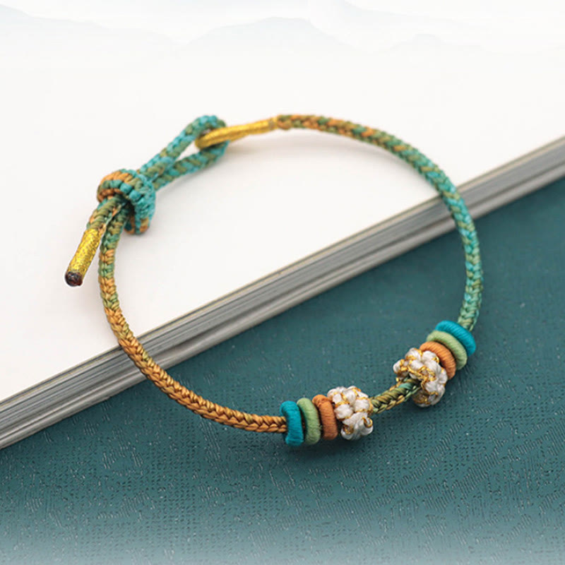 KarmaRipple's Handmade Eight Thread Peace Weave Peach Blossom Weave Fortune Rope Woven Bracelet p7
