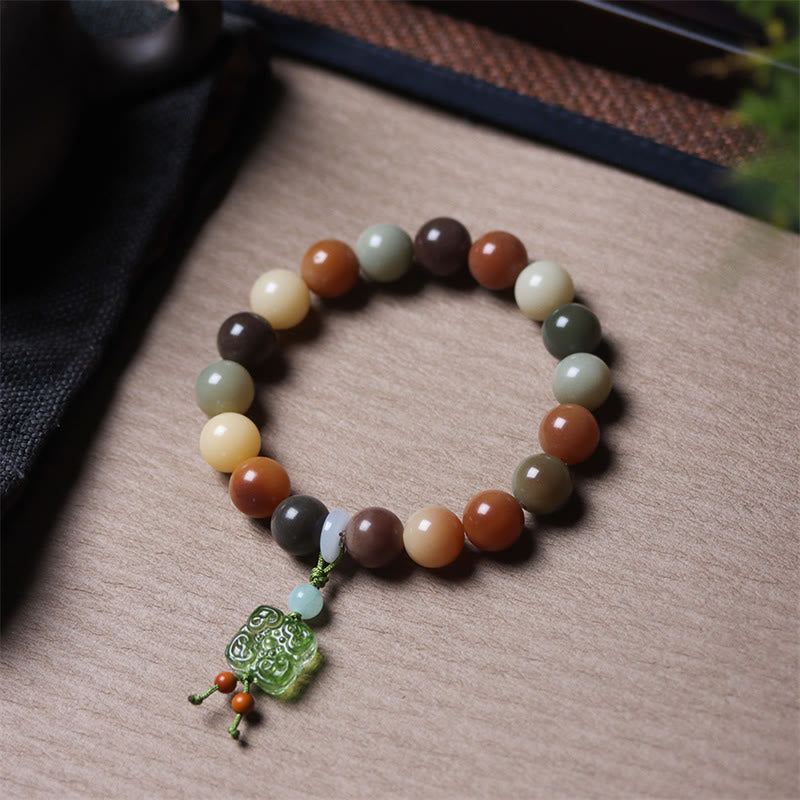 KarmaRipple's Authentic Multicolored Gradient Bodhi Seed Liuli Glass Talisman Peace Bracelet p14