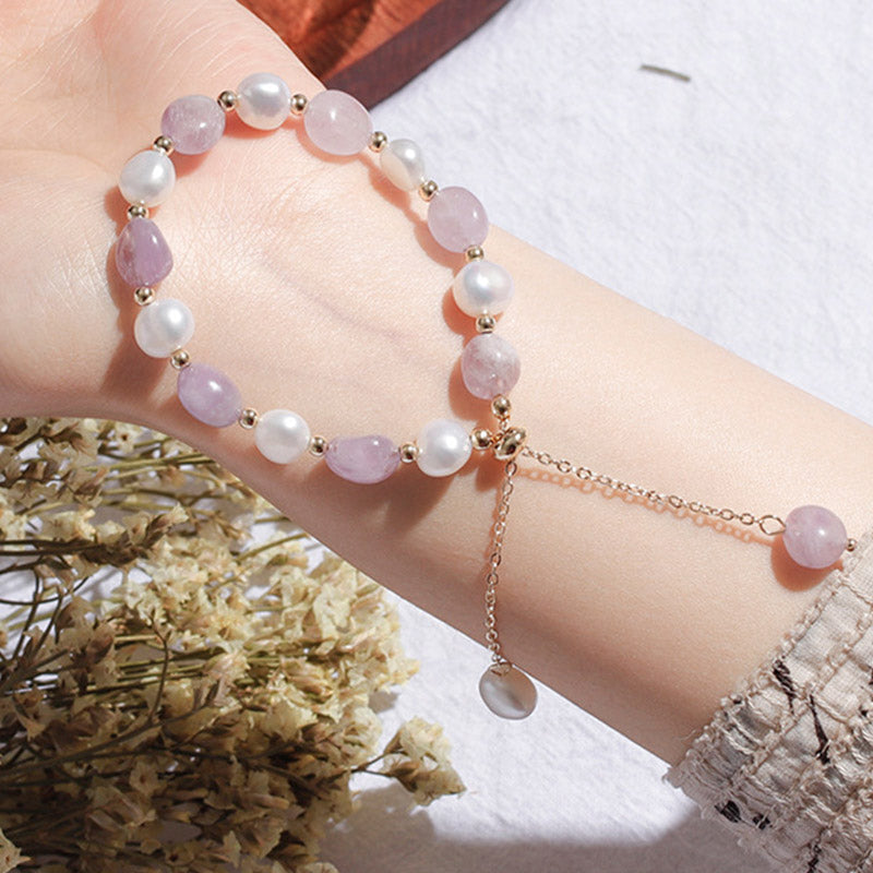 KarmaRipple's Authentic Blue Aventurine Gemstone Pearl Bead Balancing Bracelet p12