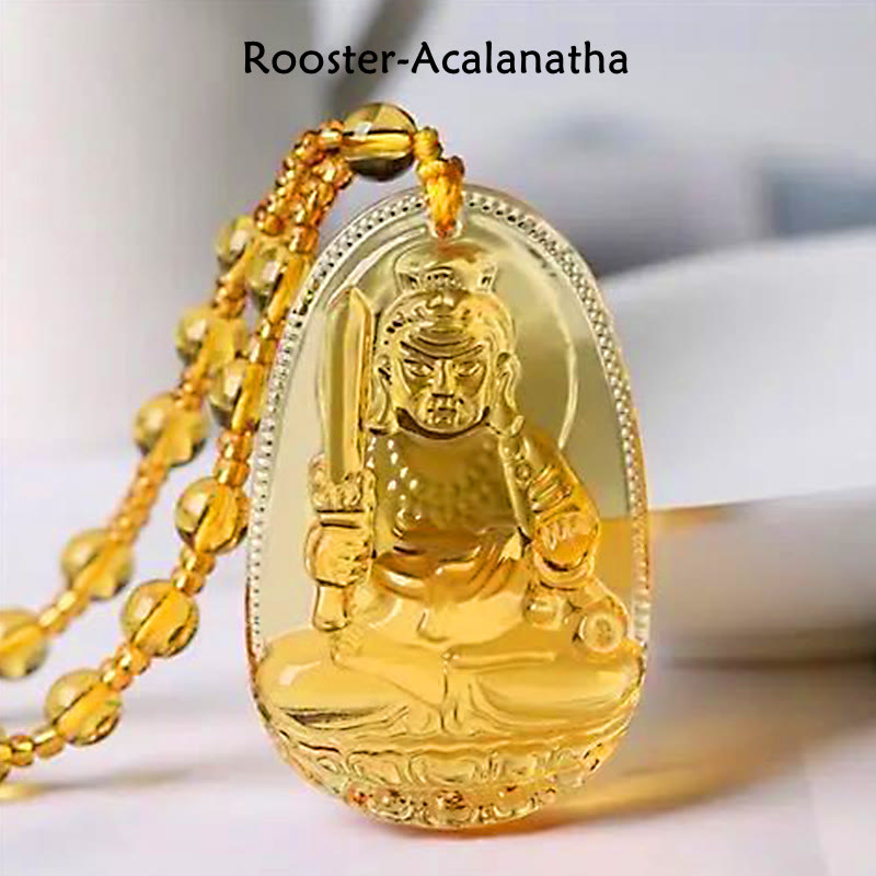 KarmaRipple's Citrine Guardian Buddha Serenity Necklace Pendant ( p8